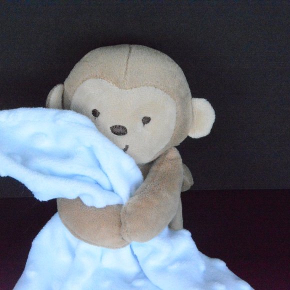 Carters Blue Monkey Minky Lovey Baby Blanket Plush - Picture 4 of 9